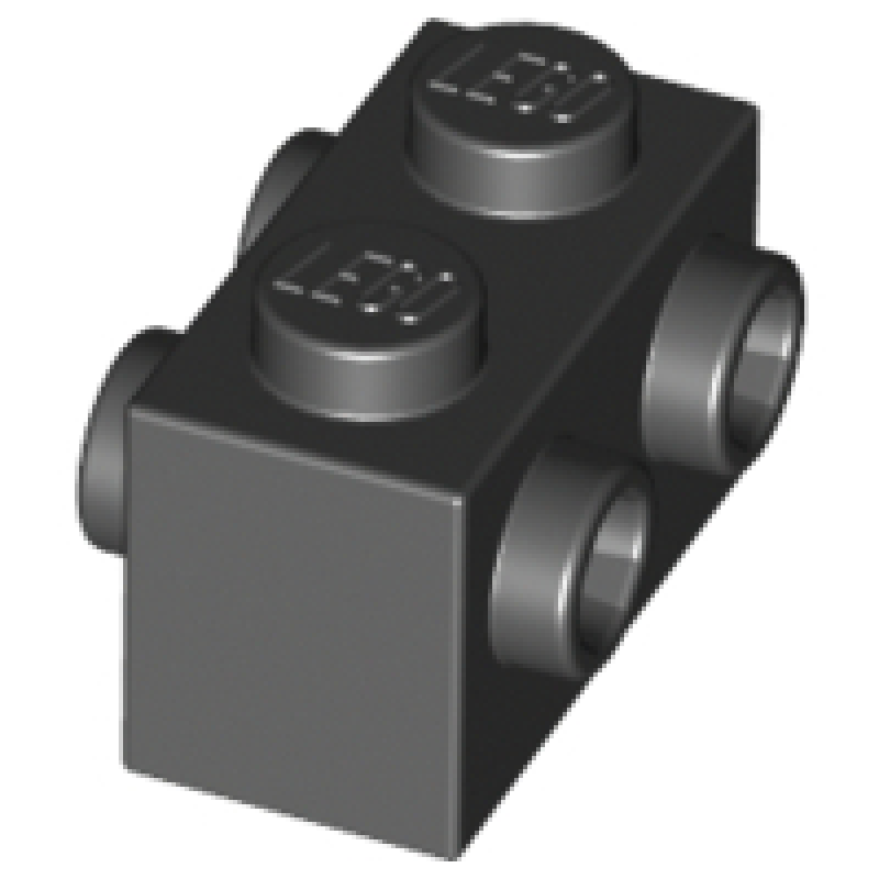 Steen, Aangepast 1x2 met 2 nopjes aan 2 kanten Black